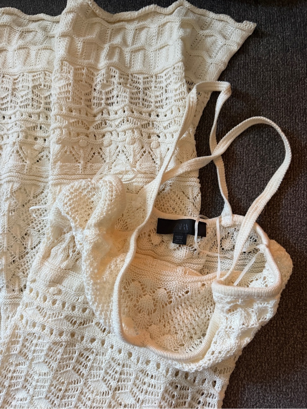 ZARA LONG POINTELLE KNIT DRESS - Picture 4 of 4